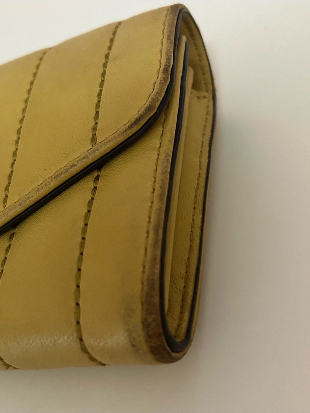Tory Burch Kira Quilted Envelope Wallet - Mustard Yellow Leather - Picture 10 of 11